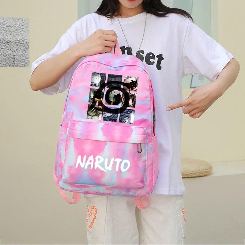 3Pcs/set Anime Naruto Canvas Backpack for Girl with Lunch Bag Pen Case Backpack Student Back To School Backpack Rucksack Mochila