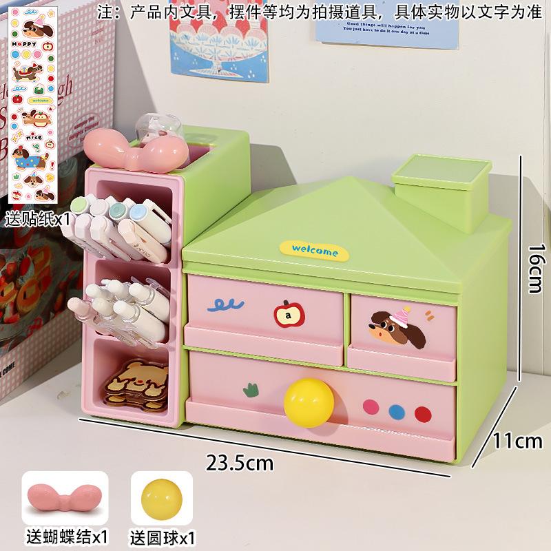 Aesthetic Multifunctional Divided Drawer Desktop Pen Holder Storage Organizer For Girls