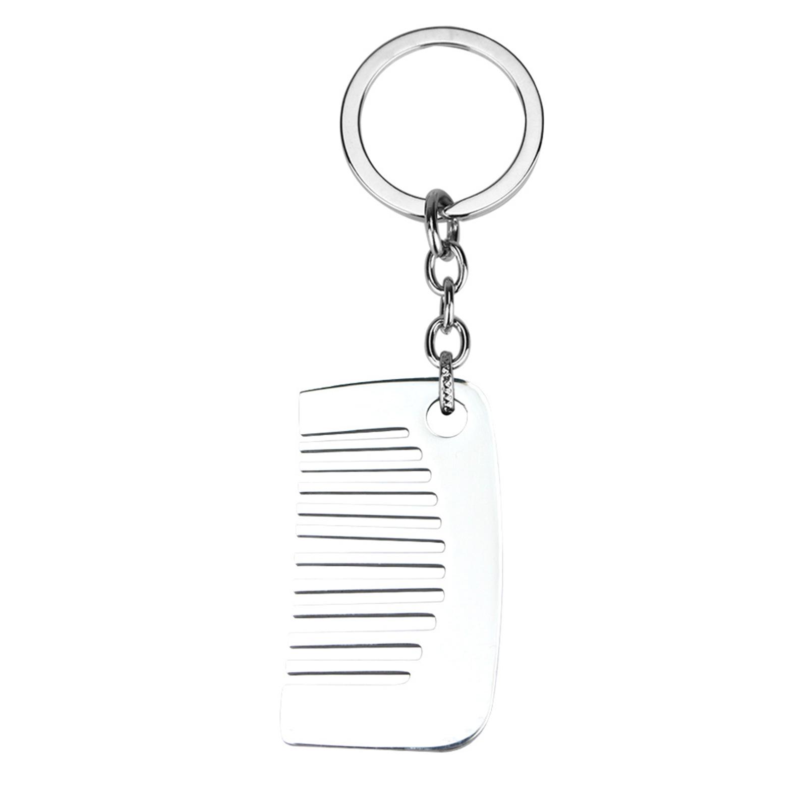 

Титановая сталь Миниатюрная расческа Подвеска Брелок Удобный для путешествий Аксессуар для парикмахеров с кольцом для ключей для женщин 1