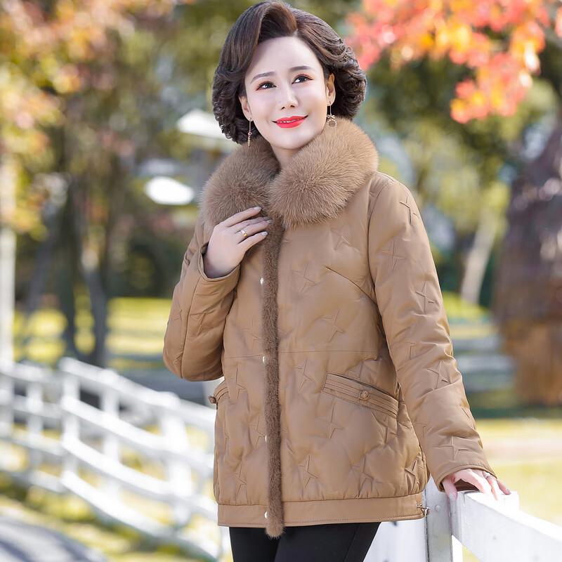 Women's Mid-Aged Short Down Jacket with Faux Fur Collar