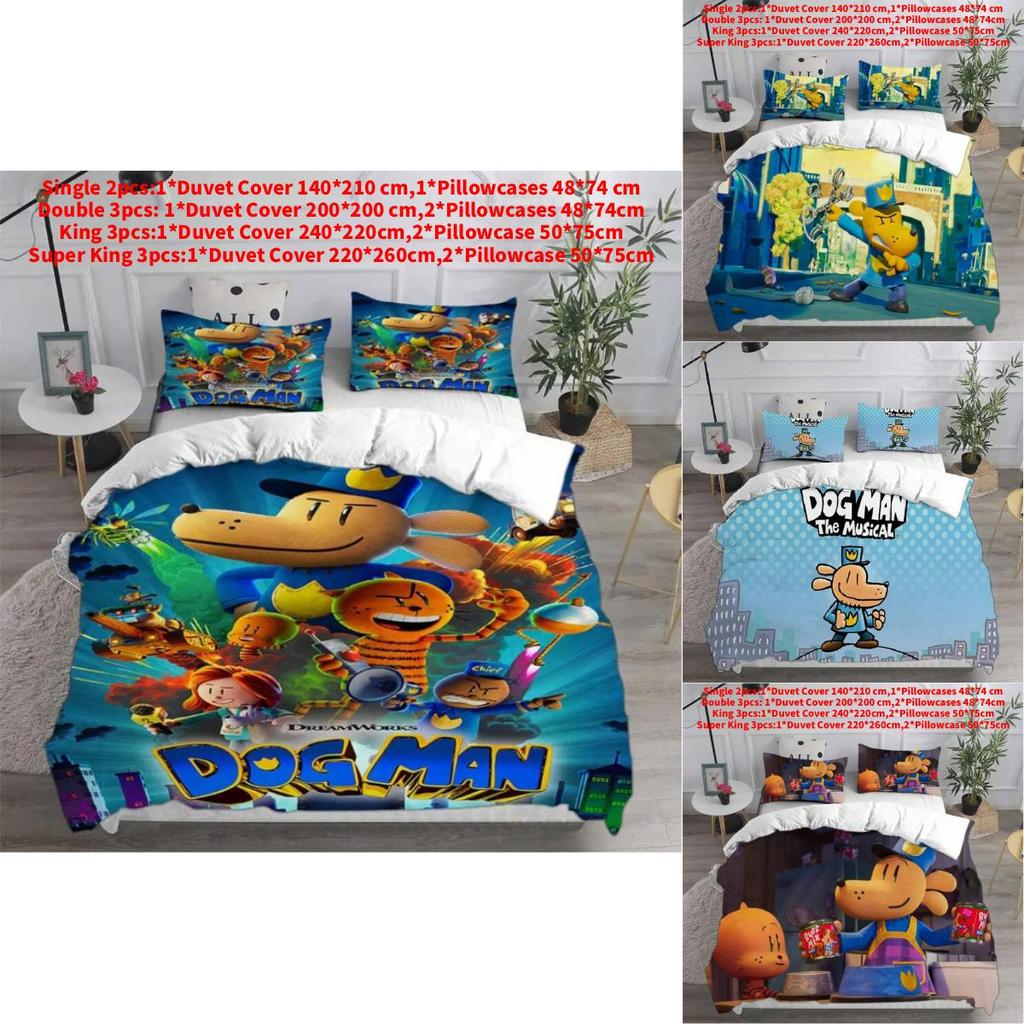 Dog Man Bed Set With Polyester Fabric Modern Minimalist Style For Bedroom Decor
