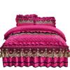 Quilted Velvet Duvet Cover Set Double Bed 220x240 King Size Embroidery Lace Luxury Quilt Cover Solid 2 Pillowcases Soft