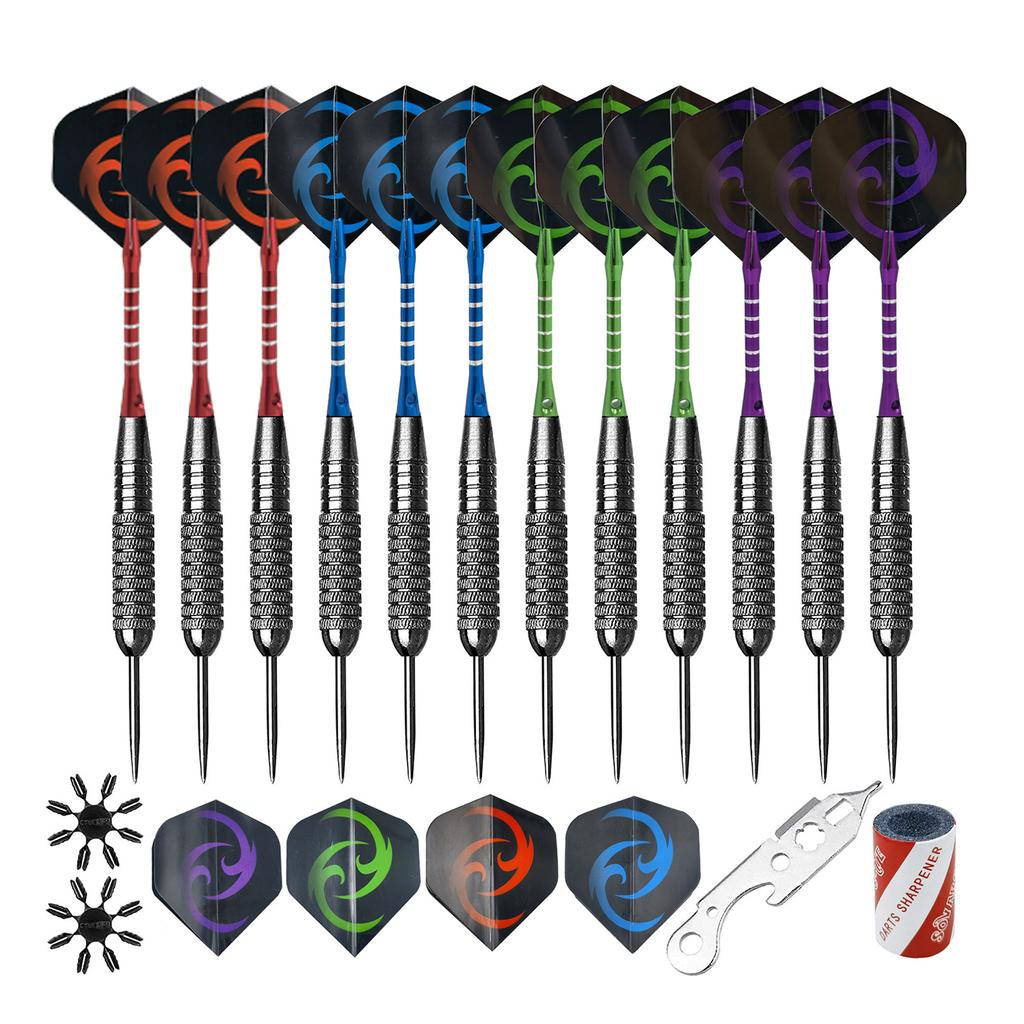 Set of 12Pcs 22g Professional Steel Tip Darts with Aluminum Alloy Shaft Steel Tip Darts Set, Not Easy To Break and Bend