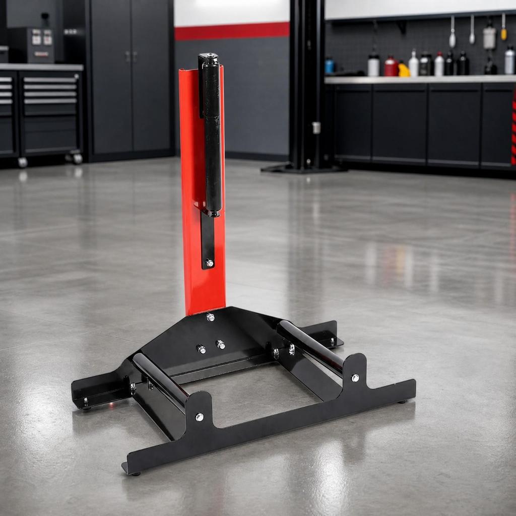 Tire-Cleaning Stand Featuring Rollers Stable