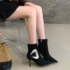 Big rhinestone short boots autumn and winter new pointed belt buckle high heel fashion boots side zipper temperament short boots