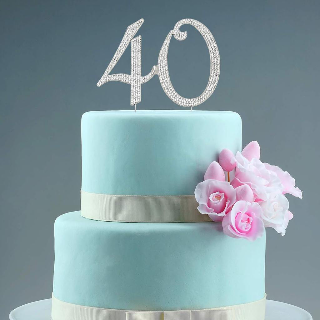 60 Sparkly Rhinestone Decoration Cake Topper - Premium Silver Metal - 60th Birthday or Anniversary Party Makes a Great Centerpie