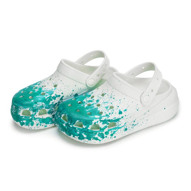Crocs Crush Clog 811 Manufacture Forge Live Special Shoe Box Distressed Fluid Splash Ink Personality Hole Shoes Unisex White Tiffany