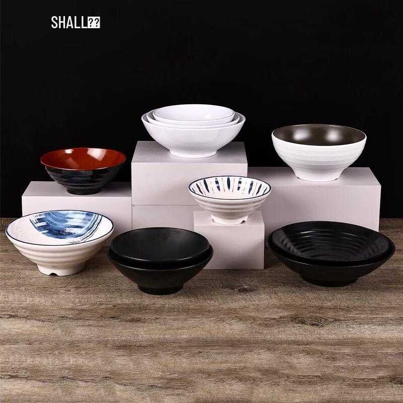 SHALL Melamine Imitation Porcelain Noodle Bowls