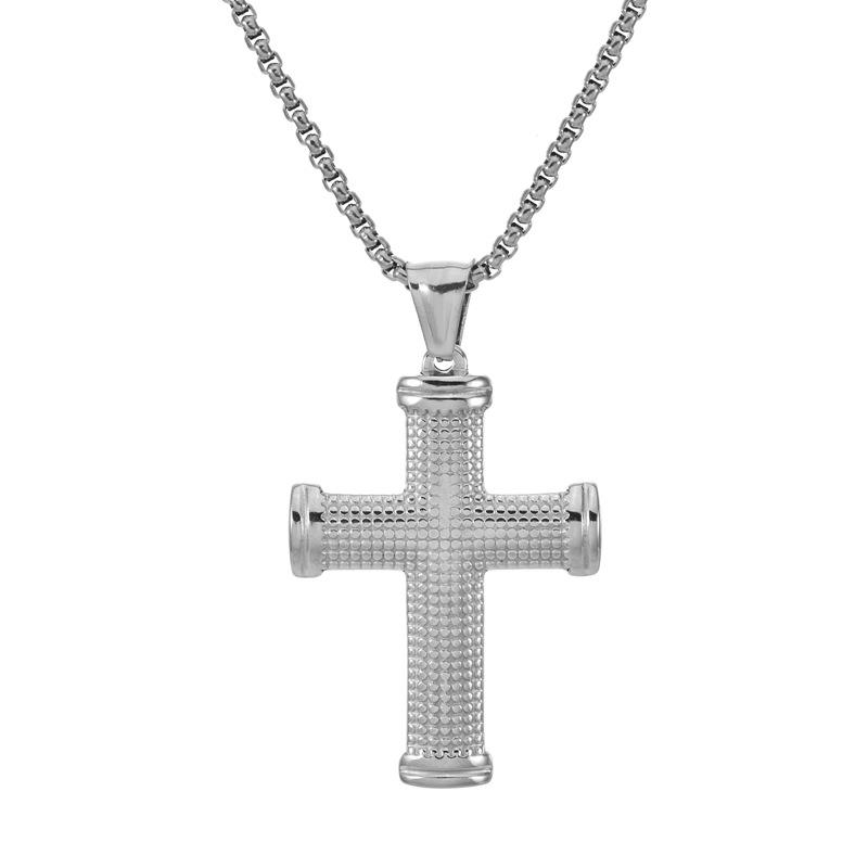 European and American Polka Dots Personalized Cross Pendant Men s Necklace Trend Accessories 60CM