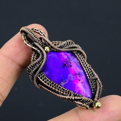 Purple Dendrite Opal Gemstone Copper Wire Wrap Bellissimo ciondolo gioielli fatti a mano