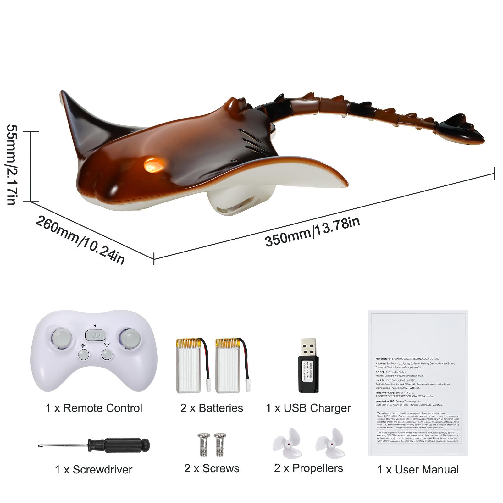 

SucceBuy RC Лодка Симуляция Робот Манта 2.4G Пульт Дистанционного Управления Электрические Игрушки Летние Водные Игрушки-Розыгрыши для Мальчиков Подарки на День Рождения коричневый