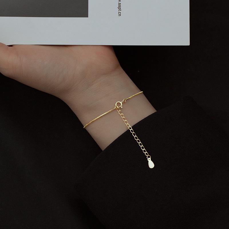 S925 Silver Small Fresh Korean Style Diamond Bracelet Sparkling Sweet Simple Box Chain Women's Hand Accessories Cold Style