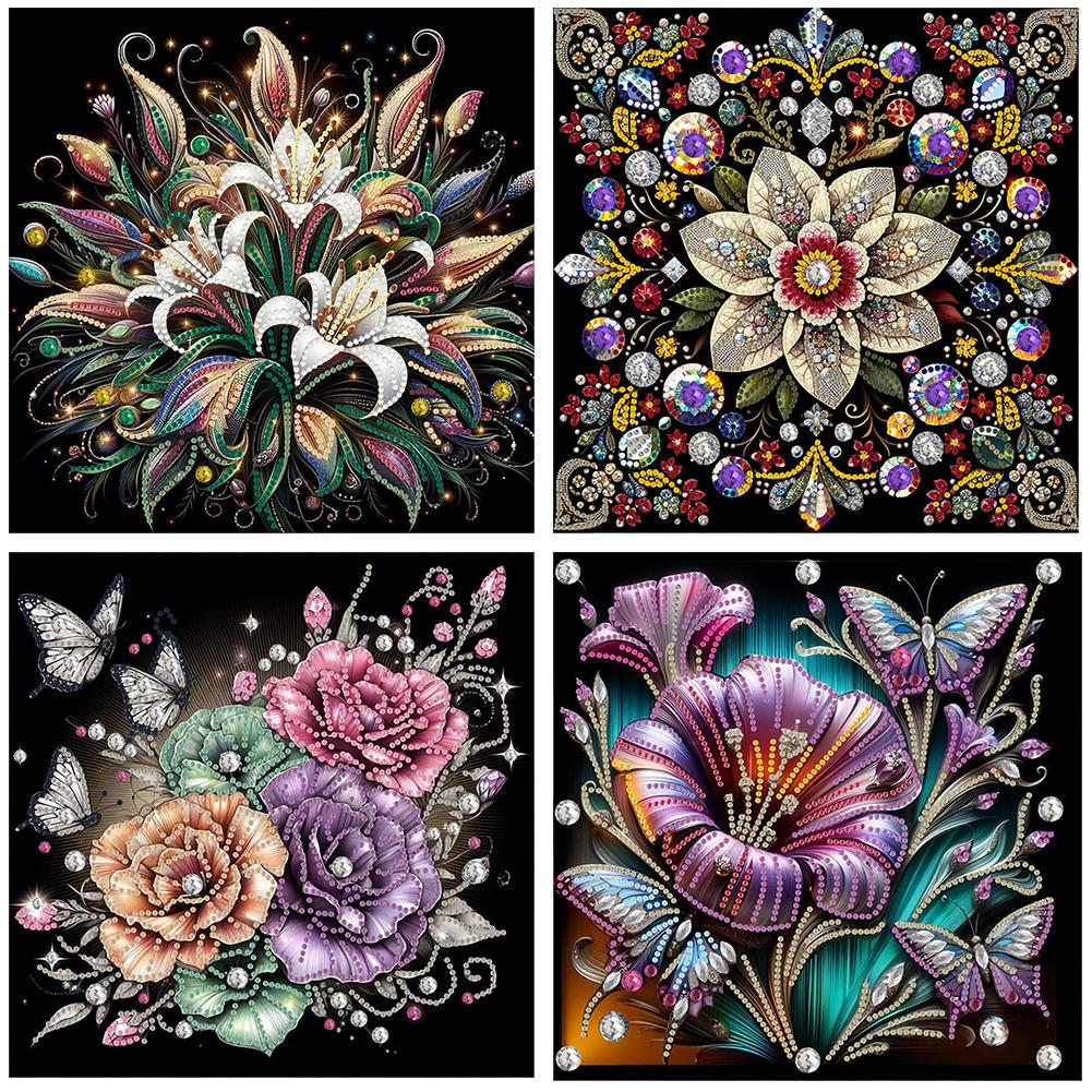 4pcs Partial Drill Special Shape Diamond Painting Kits 30x30cm Crystal Rhinestone Paintings for Home Wall Decor