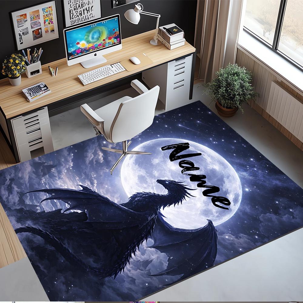 Custom Name Dragon Printed Carpet,Rug for Office Chair Living Room Bedroom Kitchen Room Decor Gifts.