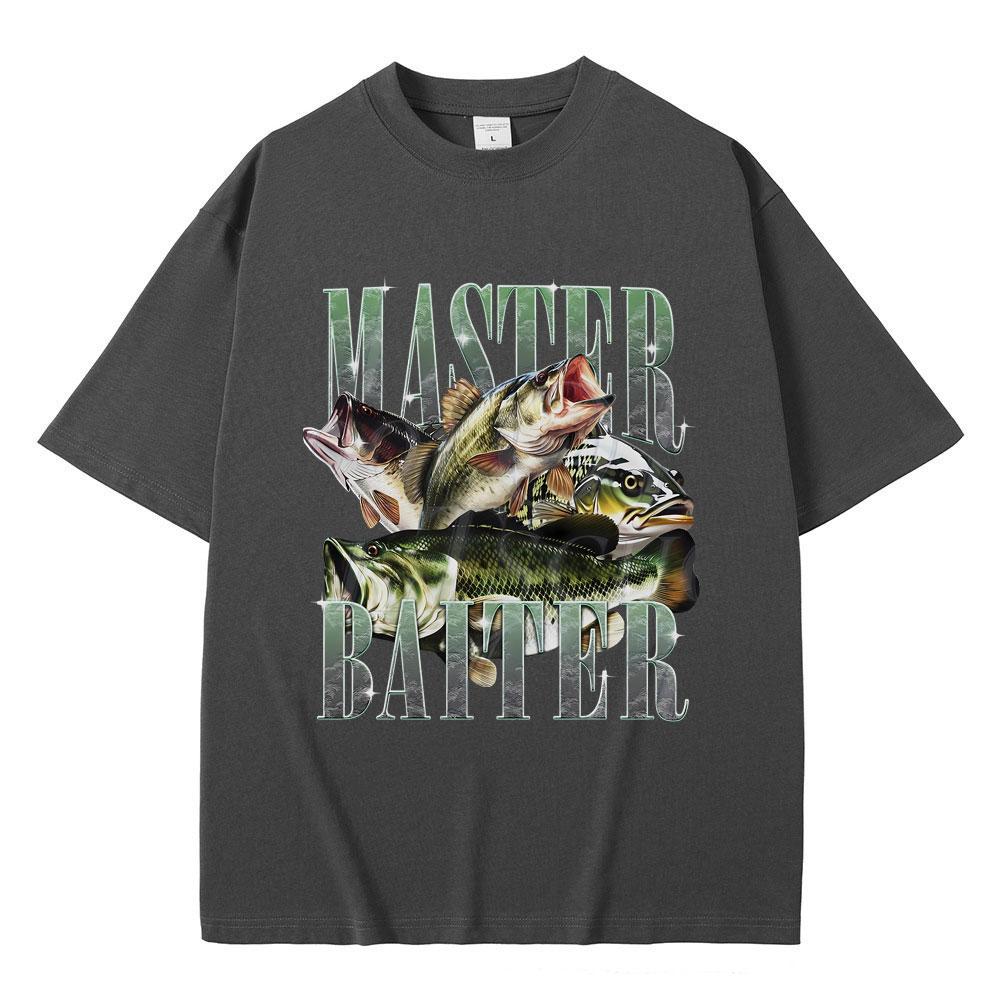 Master Baiter Bass Fishing Fisher Fun Pattern Meme Tshirt Summer Mens Casual Cotton Retro Fashion Tshirt Street Wear Y2K