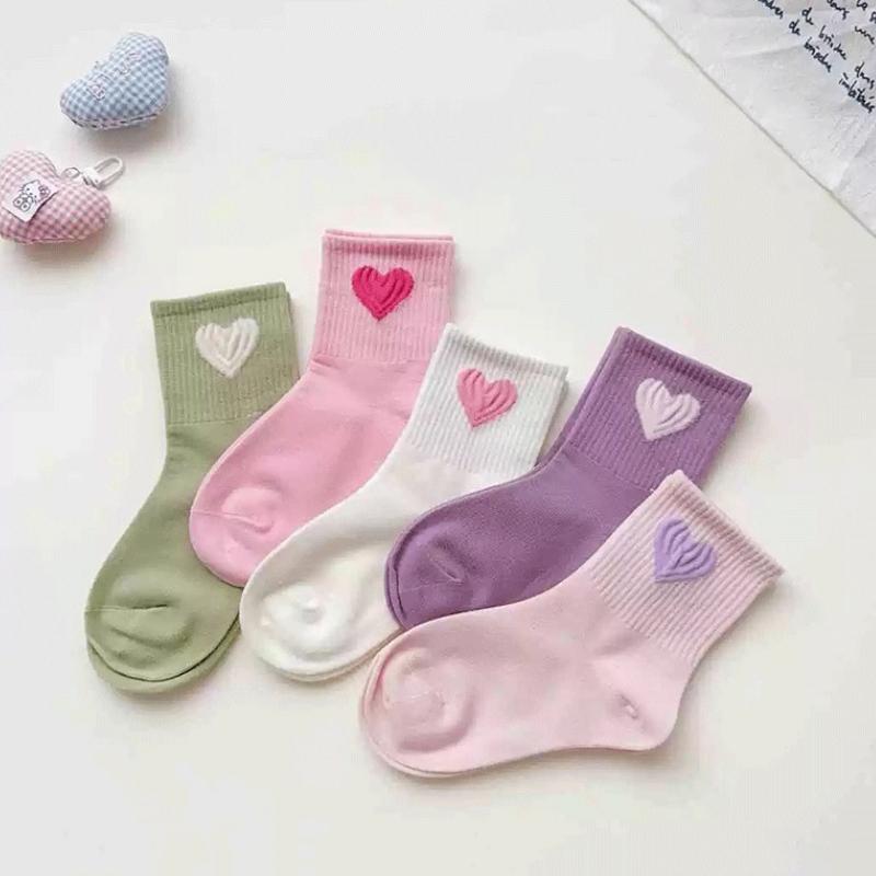 5 Paare/Set Kinder Mädchen Socken Frühling Herbst Kinder Socken für Mädchen Mode Liebe Süß Prinzessin Kind Studenten Socke 2-13 Jahre