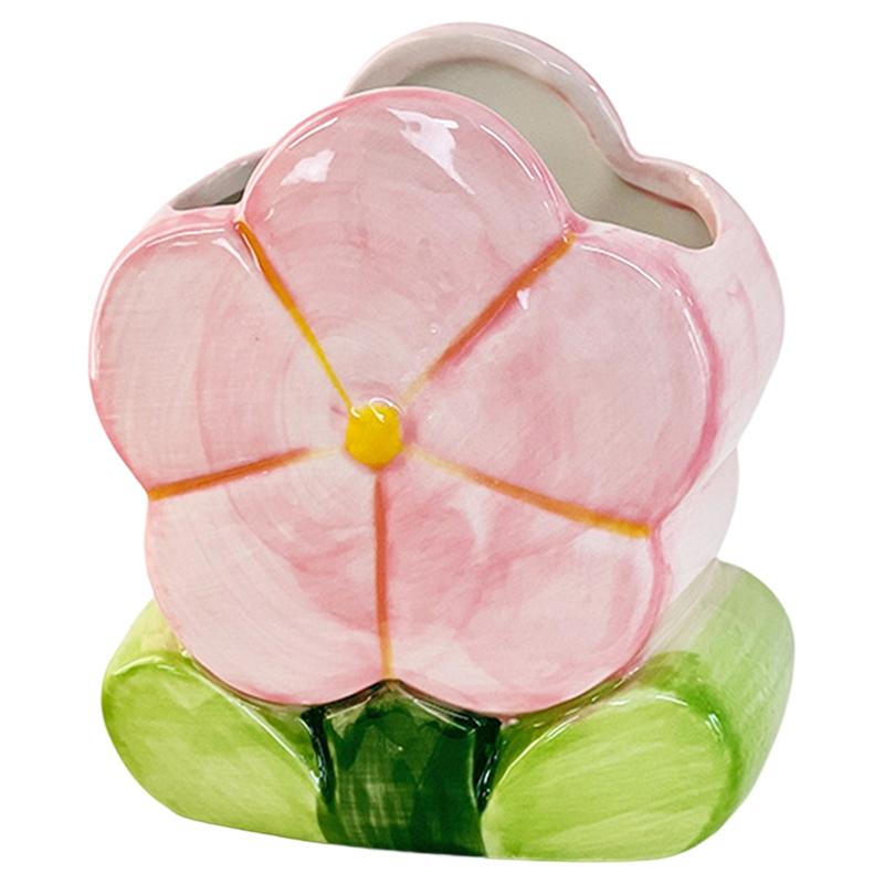 Flower Series Makeup Brush Storage Bucket Fashion Creative Office Desktop Accessories Sweet Flower Pen Holder розовый