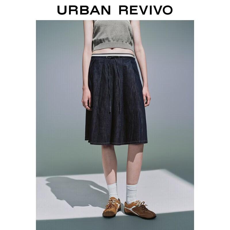 UR2026 Women s Retro Drawstring Denim Skirt S