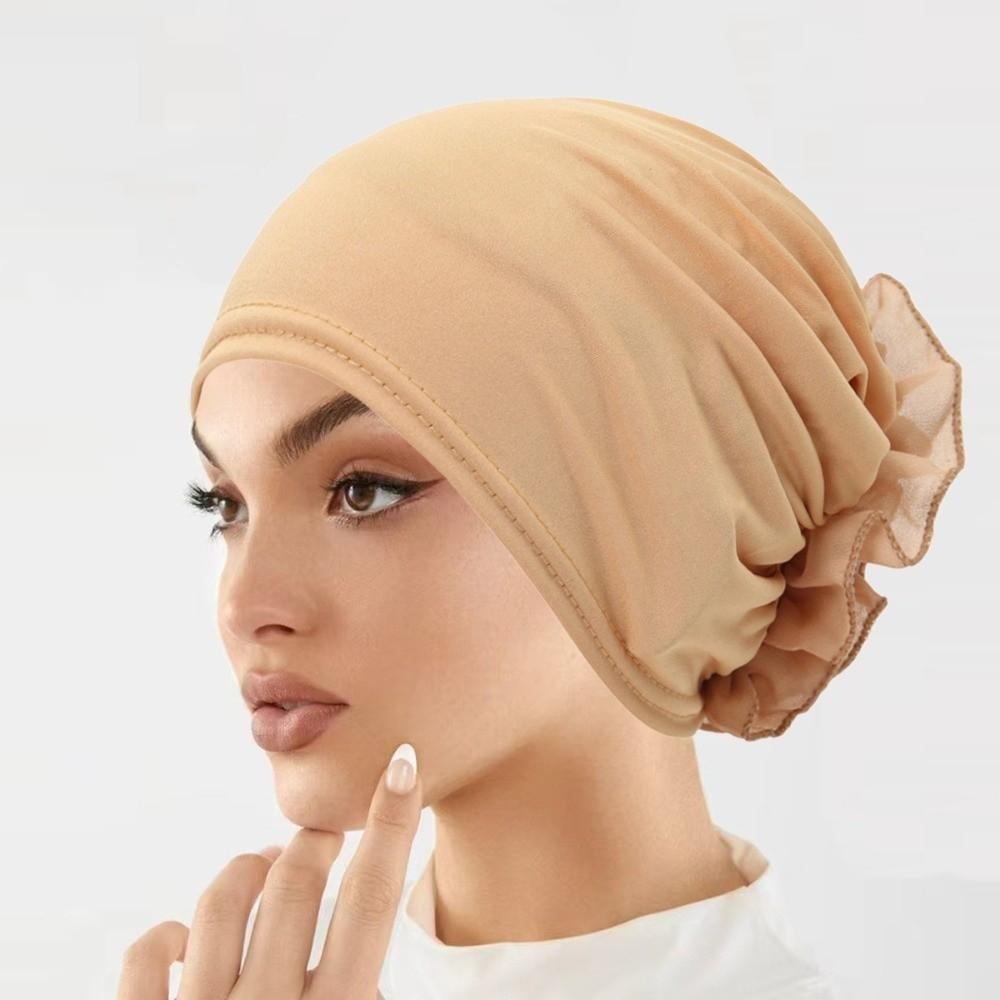 Wrap Style Flower Turban Hat Elastic Islamic Headband Fashion Hijab Caps  Hair Loss