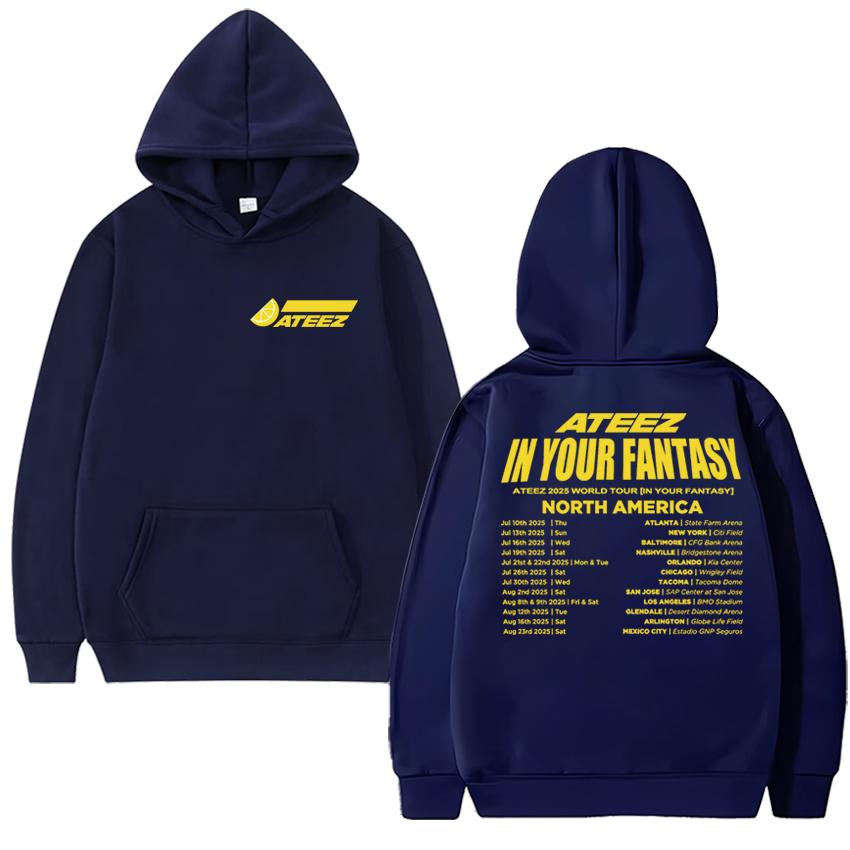 

2025 Korean kpop Ateez In Your Fantasy Tour Double Sided printed pullover Men women fashion Y2k Hoodie Unisex Fleece Sweatshirt 3XL