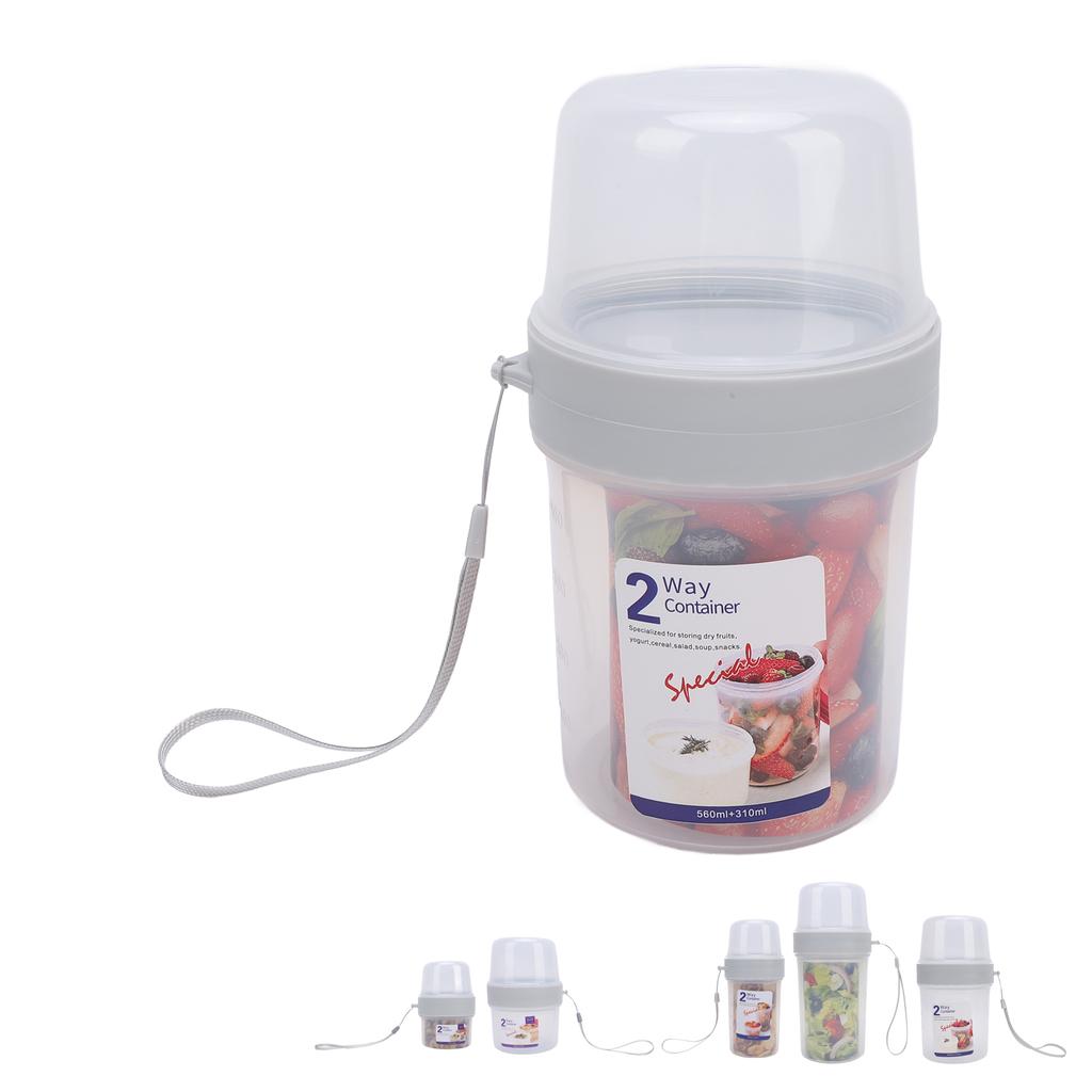 Double Layer Food Storage Cup Microwave Safe Sealed Dispenser Portable Yogurt Container for Salad Fr