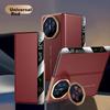 Leather Full Lens Protection FramePhone Case for Huawei Mate X6, with Folding Stand, Central Axis Protection, Flip Cover, Magnetic Attachment