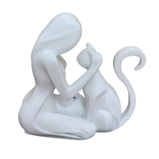 Abstract Women Cat Figurine 3D Printed Female Kitten Statue Sculpture Home Office Desktop Decoration Ornament