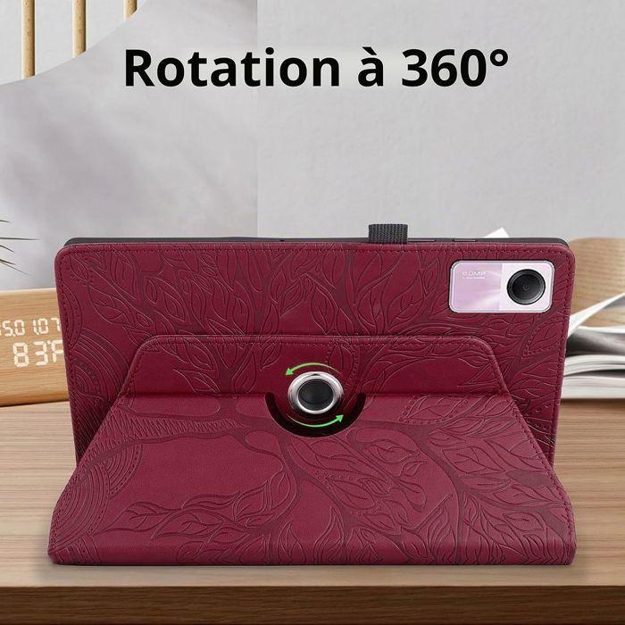 Case for Xiaomi Redmi Pad SE 11 Inches, Red Synthetic Leather Rotating Case with Tree Pattern