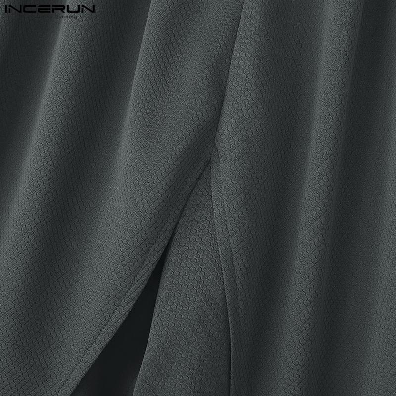 INCERUN Men Elastic Waist Irregular Layers Texture Casual Long Harem Pants Trousers