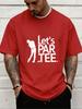 Golfer Silhouette And Lets Par Tee Funny Text Front Print Unisexs Crew Neck Short Sleeve Tee Casual Daily Soft Basic Wear Top