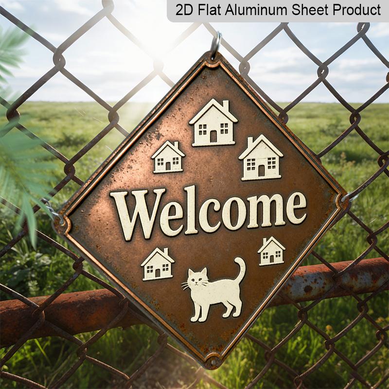 2D Flat, 1pc Vintage House-Themed Metal Wall Sign - Housewarming Gift Suitable for Front Door, Entryway, Living Room - Aluminum House Plaque for