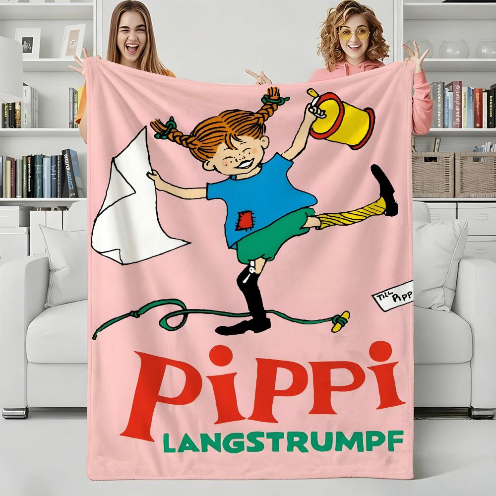 Coperta Plaid in Flanella Pippi Calzelunghe Cartone Animato Perfetta per Divano Ufficio Letto Viaggio Sonno Lettura Relax Campeggio uso quattro stagioni