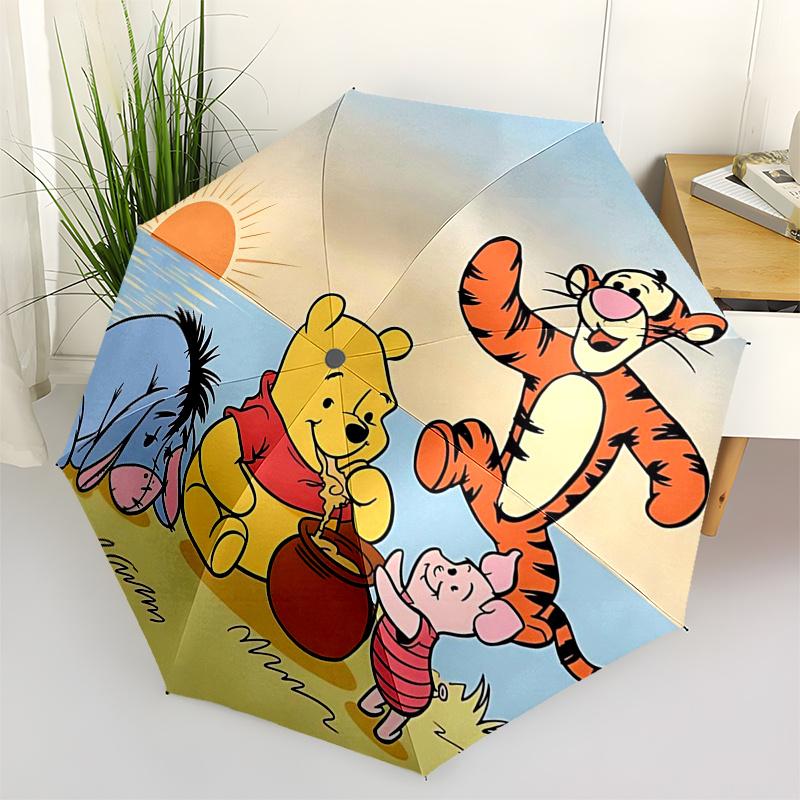 

Winnie and friends Themed Travel Umbrella-8 Ribs Automatic Opening and Closing, Portable Folding Design, Compact and Stylish Umbrella