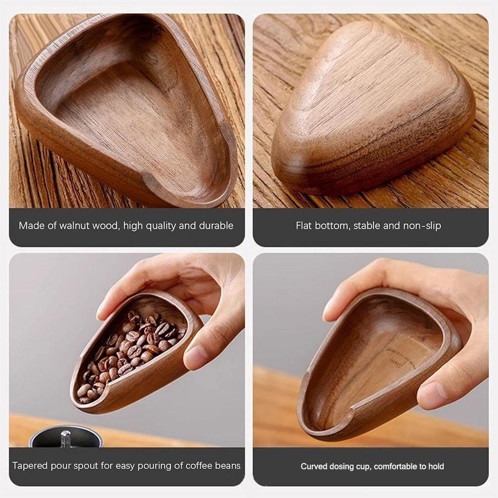 Wood Coffee Bean Measuring Cup Brown Coffee Bean Spoon Durable Coffee Beans Dose Trays  Cafe