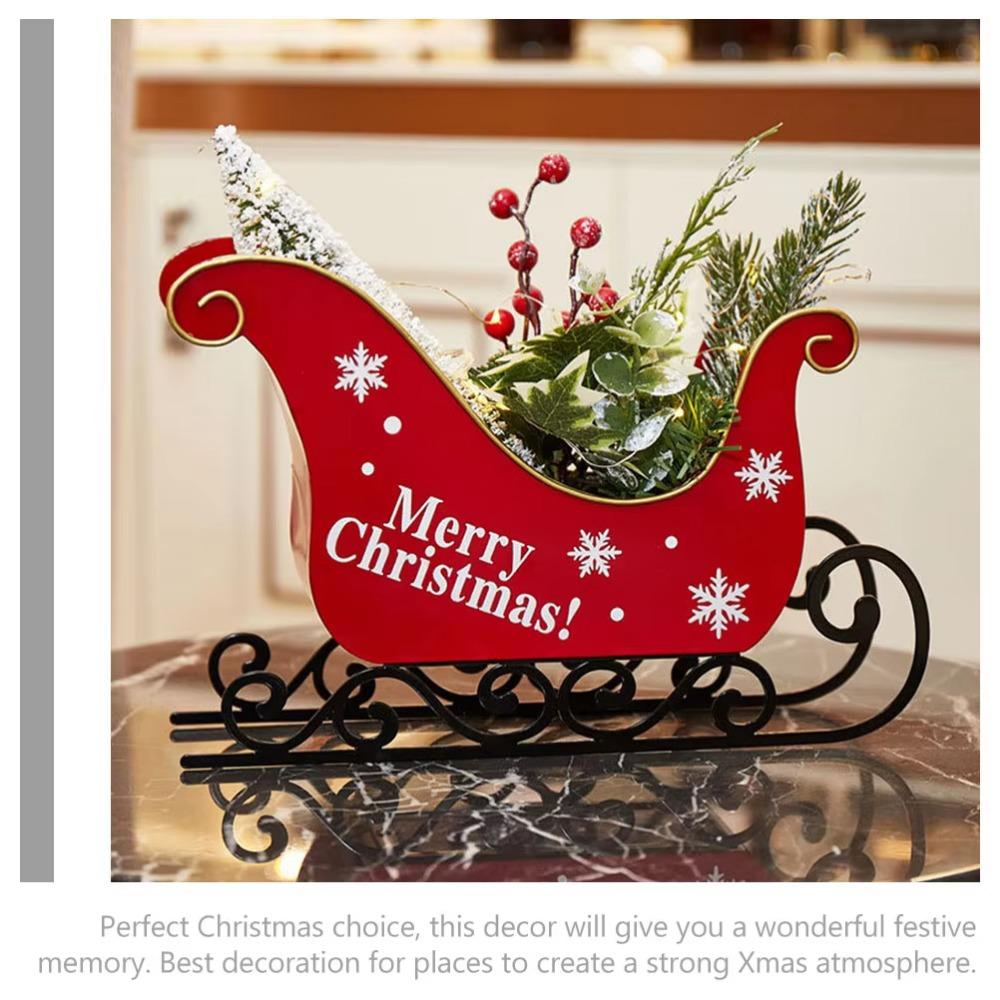 Durable Christmas Sleigh Ornament Reusable Santa Claus Sled Figurine  Christmas Gift