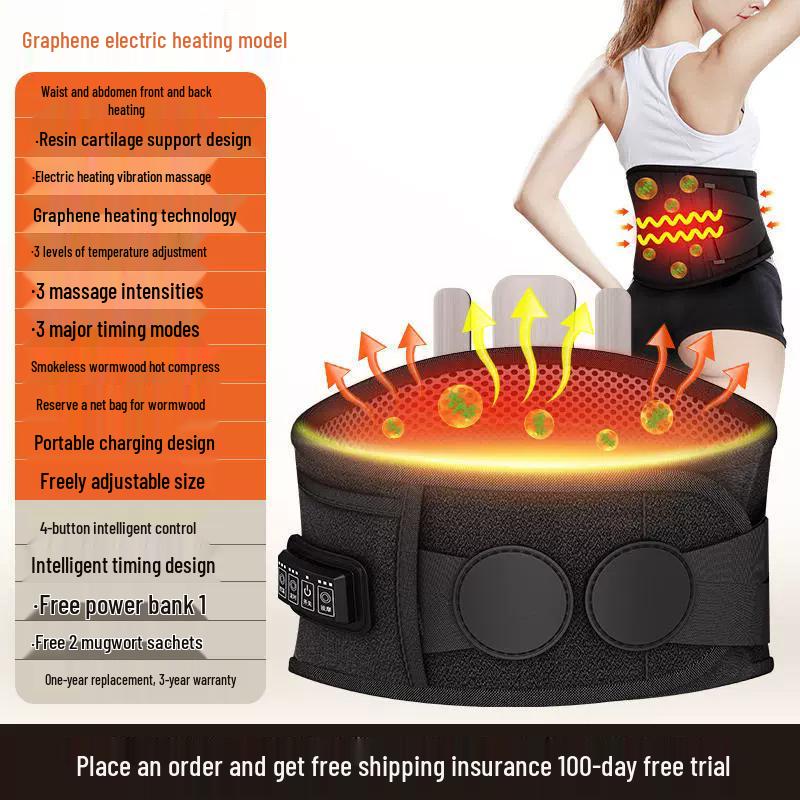 Heated Waist Support & Massager Belt - Electric Hot Compress for Back and Abdomen Relief.