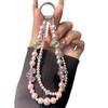 Elegant Pearl Double-Layer Phone Chain with Beaded Crystal Pendant & Heart Keyring Charm