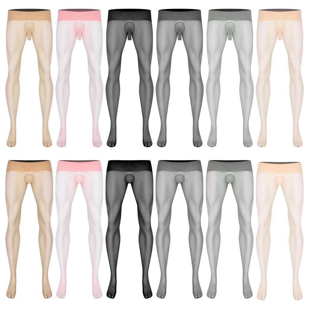 Herren Ultra Dünne Dehnbare Strumpfhosen Strümpfe Hoher Bund Nahtlos Durchsichtig Leggings Nachtwäsche