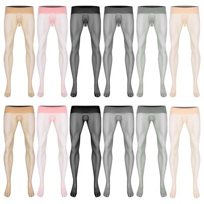 Mens Ultra Thin Stretchy Pantyhose Stockings High Waist Seamless See Through Leggings Nightwear