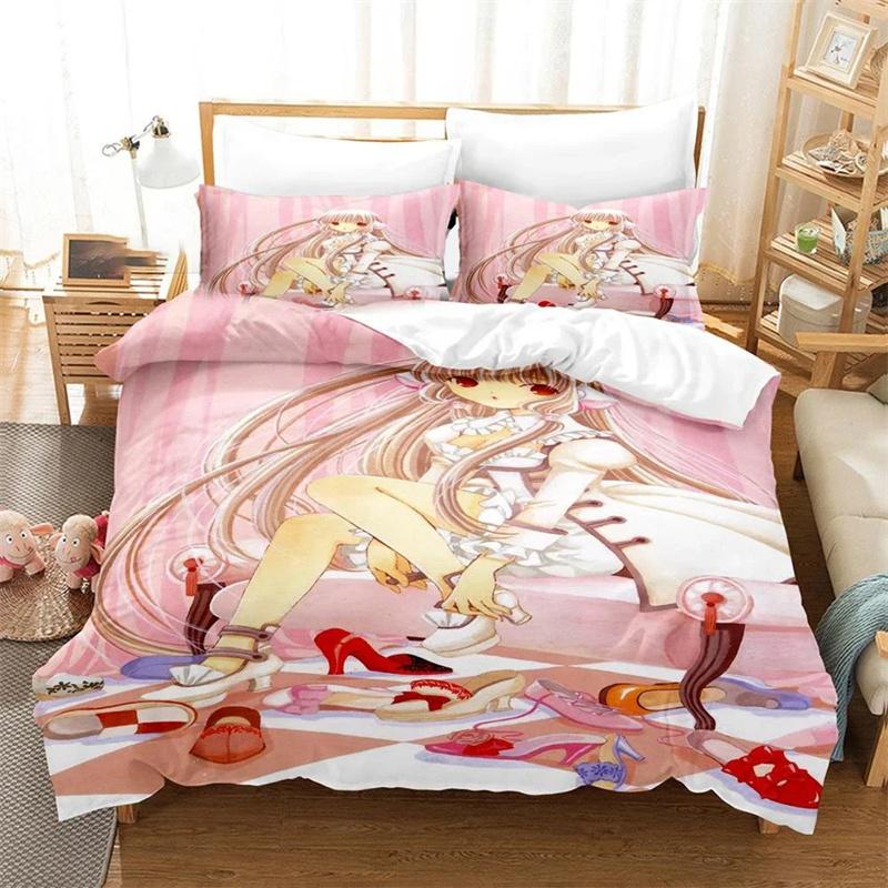 

3D Printed Anime Chobits New Chi Bedding Sets,Girls bed supplies set duvet cover bed comforter set bedding set Tool 135x200cm 2pcs