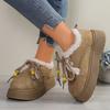 New Lace-up Cotton Shoes for Women, Large-sized, Fleece and Thickened Warm Snow Boots