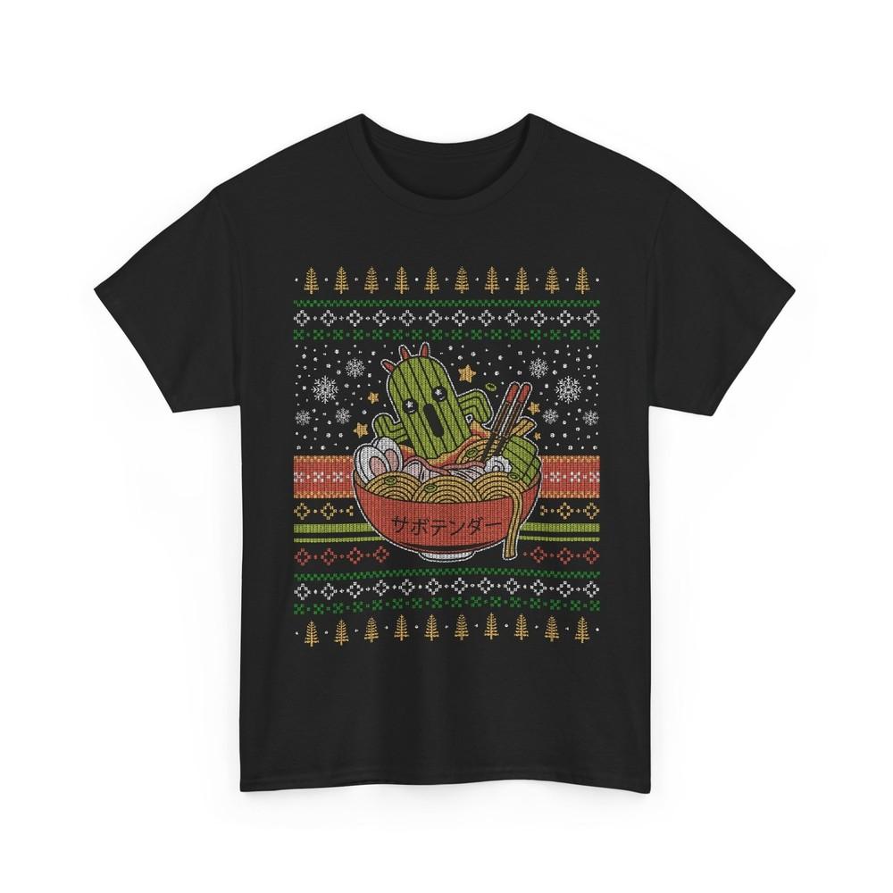 Cactuar Ramen Ugly Sweater Unisex T-Shirt. Final Fantasy Video Games. Cactilio.