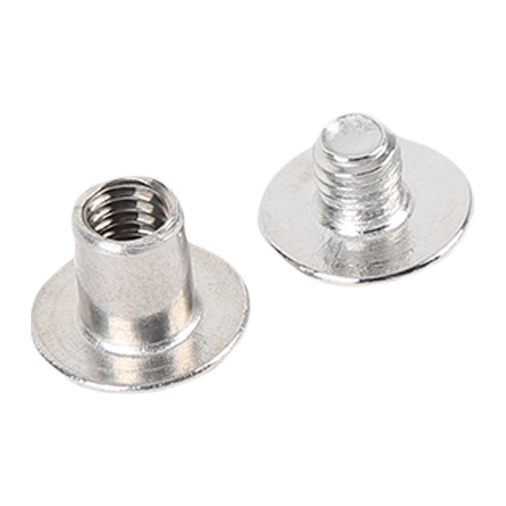 50 Set Flat Round Head Rivet Stainless Steel M4 5x6x9.5mm Binding Post Screws Set for Leatherwork