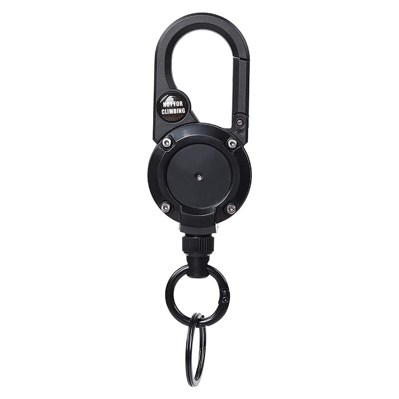 Anti-Theft Metal Easy-To-Pull Buckle Rope Elastic Keychain Retractable Key Ring Anti Lost Ski Pass Id Card With Compass