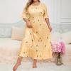 Women's Plus Size Dress with Short Sleeves Round Neck Elegant Loose Printed Long Dress