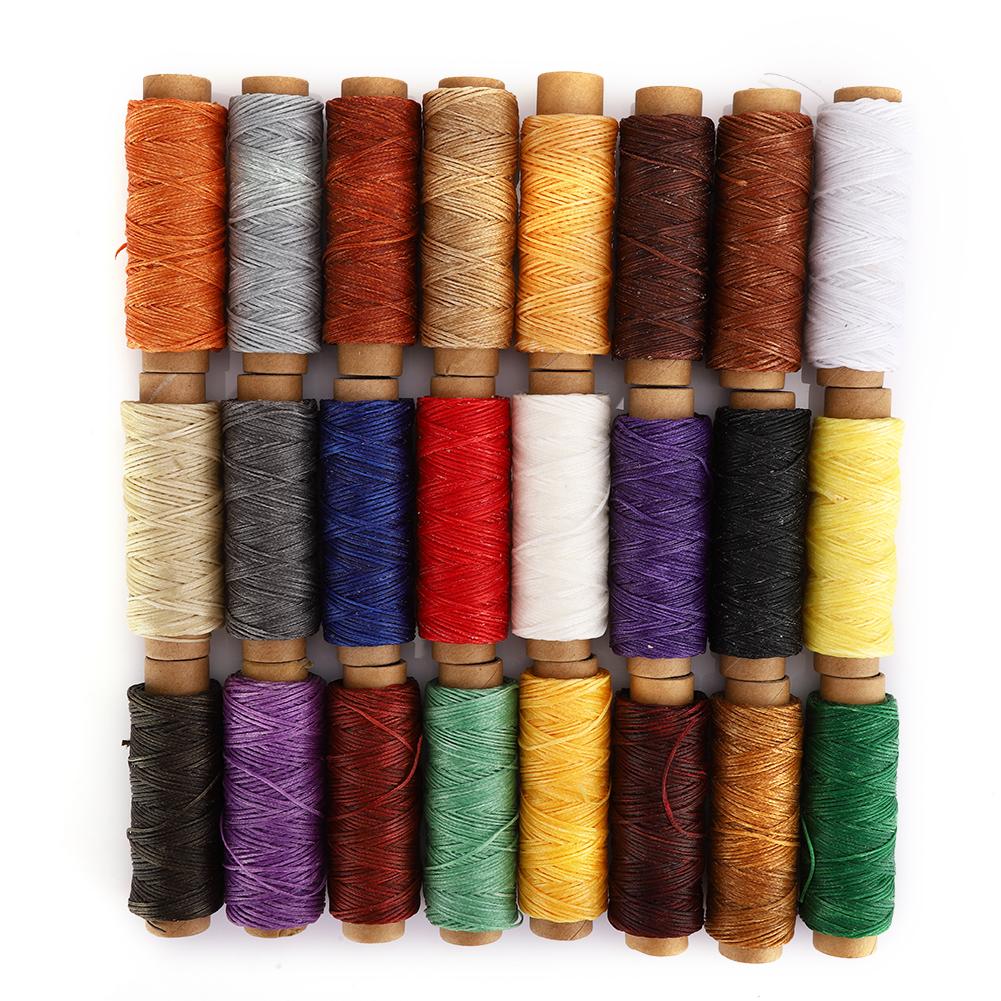 

24 Colors 150D Waxed Thread Handmade Flat Hand Sewing Stitching Cord DIY Tools for Leather Craft