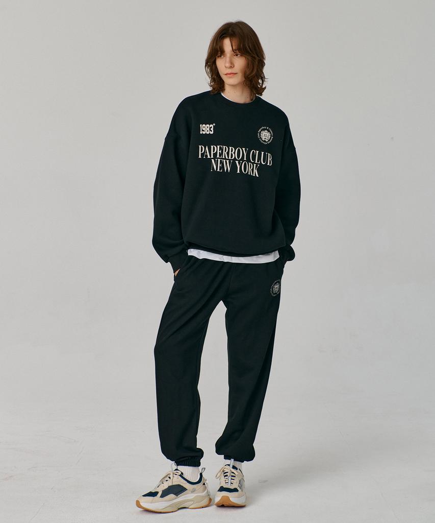 PAPERBOY [Set] Sports Club Sweatshirt Setup - Black