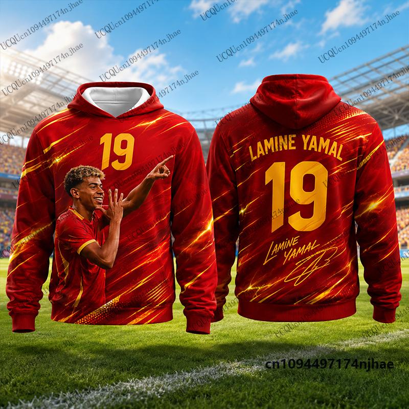2026 Nauji Specialūs Yamal #19 Spausdinti Hoodies Vaikams Ruduo Ilgomis Rankovėmis Sportiniai Drabužiai Futbolo Puloveris Sportiniai Vaikams/Suaugusiems Viršutiniai Drabužiai