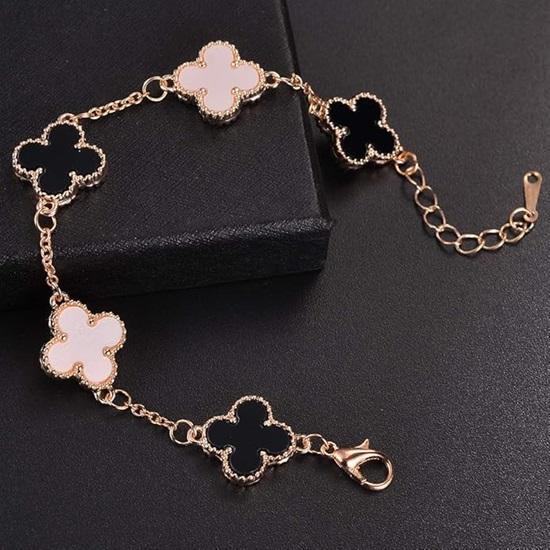 Bracelet élégant en or rose avec trèfle en cristal pour femmes et filles, bijoux esthétiques, cadeau pour petite amie et épouse