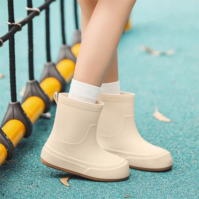 Fashion Women Fashion Rain Shoes Outdoor Waterproof Work Garden Shoes 2025 New Short Tube Rain Boots Soft Bottom Lady Ankle Boot